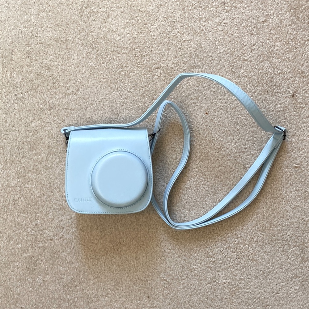 Baby Blue, Fujifilm Polaroid camera case/bag. Grey felt interior.